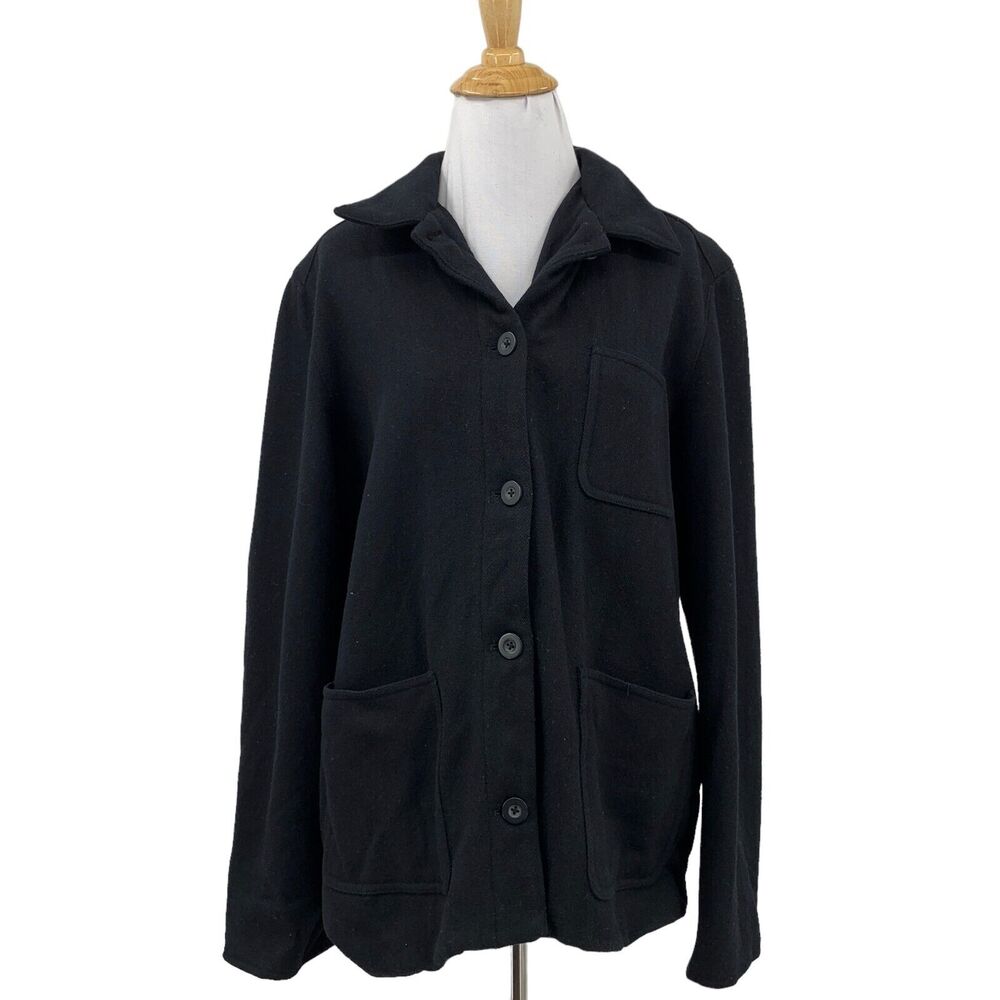 Vintage Gap Jacket Womens XL Extra Large Black Wool Blend Button Up Lined *READ